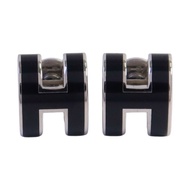 HERMES 金屬/琺瑯Mini Pop H Earrings銀扣耳環
