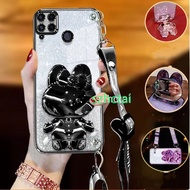 casing lanyard glitter Realme C21Y c25y c21 phone case luxury Beauty mirror cartoon bracket protecti