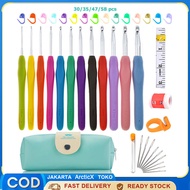 Silicone Crochet Set Crochet Needle/ Set DIY Knitting Tools/ KnittingBenang Jarum Storage Bag/ Hook 