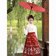 DNT Chinese style girl's improved horse face skirt children's Hanfu ancient suit thin summer short sleeved Ming made Tang suit