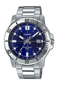 Casio Standard นาฬิกาข้อมือผู้ชาย สายสแตนเลส รุ่น MTP-VD01D,MTP-VD01D-2E,MTP-VD01D-2EV - สีน้ำเงิน