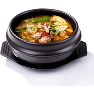 Korean Stone Bowl with Tray, Premium Ceramic, Stone Hot Pot for Bibimbap Soup Korean Stone Bibimbap
