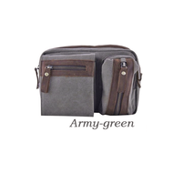 bourzu slingbag tas pinggang Multi Fungsi Canvas Genuine Leather