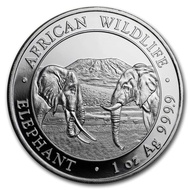 2020 Somalia African Wildlife Elephant 1 oz .9999 Silver Coin BU 1oz