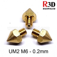 3d Printer Nozzle UM2 M6 0.2mm - 0.5mm / 1.75mm Brass Head 10Hex x 16mm