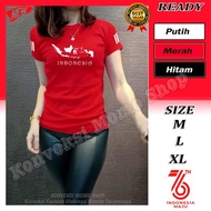 Baju Kaos 17 Agustus Atasan Senam Fitness Training Wanita Merah Putih - Merah, XL