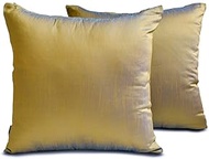 The HomeCentric Luxury Lumbar Cushion Covers Turquoise & Gold Pack of 2,30x65 cm (12"x26") Art Silk 