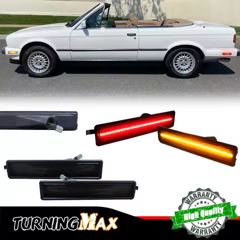 Smoked/clear Lens LED Side Marker Lights Front + Rear For BMW E30 3-SERIES 325i 318i 325e For BMW E3