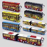 Children's Bus Toy Large Door Double-decker Bus Model Lighting Pull Back Inertial Bus D