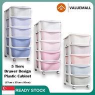 [🔥SG Ready Stock] 3/4/5 Tier 'Apple' Knock Down Cabinet / Plastic Cabinet Storage Box Drawer Rack Wardrobe Organizer