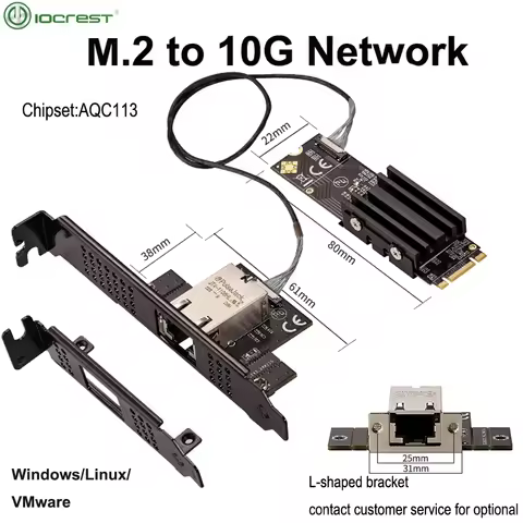 M.2 B+M Single-Port 10GbE Network Card RJ45 Ethernet Network Adapter AQC113 Industrial Control Grade