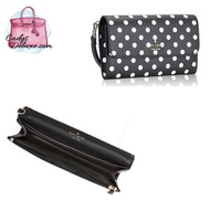 (STOCK CHECK REQUIRED)BRAND NEW AUTHENTIC INSTOCK KATE SPADE CHEERS CHARMING DOT CROSSBODY BLACK MULTI CLUTCH WRISTLET