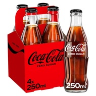 Coca Cola Zero Sugar Glass Bottle 250ml Pack of 4 (4 x 250ml)