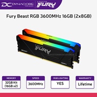 DYNACORE - Kingston Fury Beast RGB 3600MHz 16GB (2x8GB) DDR4 CL18 Desktop RAM / Memory Kit - Black