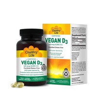 Country Life Vegan D3 5000 IU – Plant-Derived Vitamin D3 from Lichen – Certified Vegan, Gluten-Free,