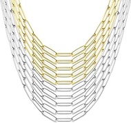 Exway 10 Pcs Paperclip Charm Necklaces Chain 20 Inch Stainless Steel Gold and Sliver Chain Necklaces