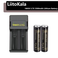 LiitoKala Rechargeable Battery 18650 3500mAh 3.7V Original Lithium Battery (tip/flat)with YAMZI char