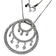 Pre-owned women's 1.50ct diamond necklace in 18K white gold/Pt850 platinum, 9.3g, 51cm.