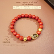Jade Dan Tam - Red Jade Bracelet 7mm 5A Mixed Charm - Earth Element & Fire Element