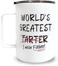 Hogg Worlds Best Farter Ever I Mean Father Mug, 10 oz Stainless Steel Best Dad Coffee Mug, Worlds Gr