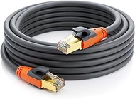 Plusivo Cat8 Ethernet Cable, Outdoor Indoor, 25FT Heavy Duty High Speed 26AWG, Weatherproof S/FTP UV