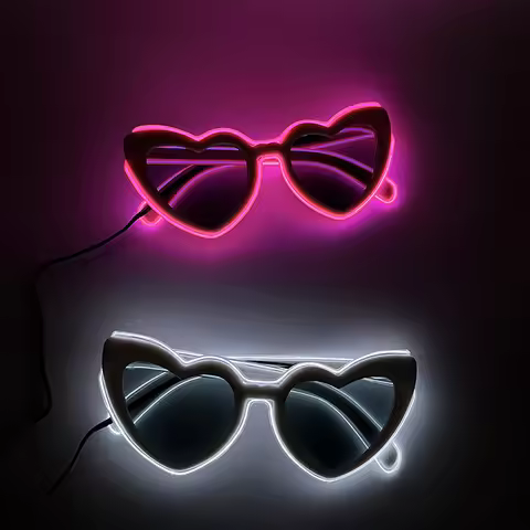 Popular LED Fluorescent Girl Glasses Glowing Heart Shaped Glasses Bachelorette Party Props LED Glass
