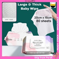 80pcs Tebal Tisu Basah Bayi Pearl Non-Alcohol Paraben Free Fragrance Anti Bacterial Baby Wet Wipes T