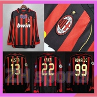 2006-2007 AC Milan Home Shirt Long Sleeve Retro Jersey Football 06-07 AC Milan Jersey Kaka 22 Nesta 