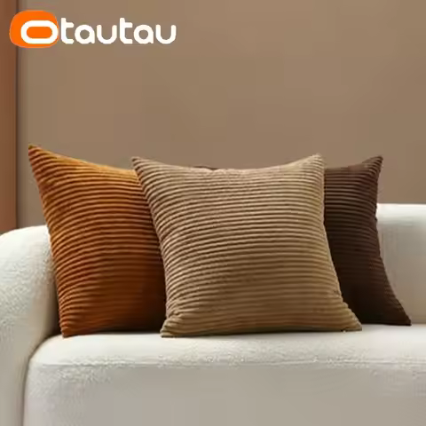 OTAUTAU Cotton Corduroy Cushion Cover Without Insert Throw Pillowcase 30x50/40x40/45x45/50x50/55x50/