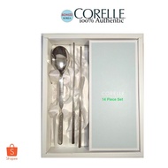 CORELLE Coordinates Spoon & Chopsticks / Teaspoon & Tea Fork 14 Piece Set Herb