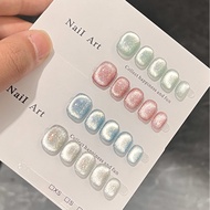 白月光纯手工穿戴甲陶瓷猫眼爆闪水晶瓷白猫眼胶美甲White Moonlight Handmade Wearing Armor Ceramic Cat Eyes SparkleS3GfV7cz2my