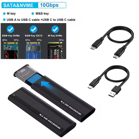 Dual Protocol M.2 NVMe SSD Case 10Gbps M.2 NVMe SSD Enclosure Adapter Tool Free for 2230/2242/2260/2