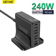 URVNS 240W GaN Desktop Charging Station 8 Ports USB C PD 100W PPS 45W Super Fast Charger for MacBook