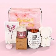 40th Birthday Gift for Women, Round 40th Birthday Gift Set with Candle, Lantern, Greeting Card for G