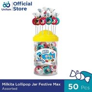 Terlaris (per1 Toples Isi 50pcs) Milkita Lollipop Jar Assorted Festive Max - Toples Permen Lolipop M