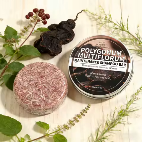 Polygonum Multiflorum Herbal Shampoo Soap Bar, Plant Hair Care Essential Oil Soap, Dark Nourishing S