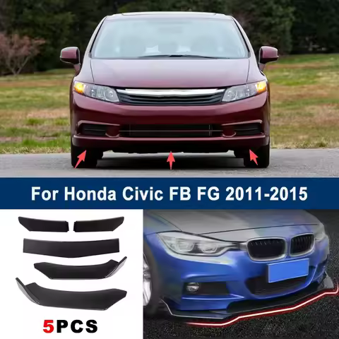 Adjustable 5Pcs Sectional Front Spoiler Lip For Honda Civic FB FG 2011-2015 Front Bumper Splitter Ca