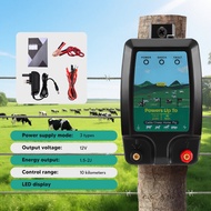 Electric Fence Energiser 12V With LED Display, Electric Fence 2J Output For 10Km Range, 3 Ways Power