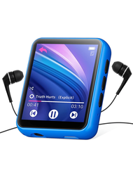 32GB便攜MP3播放機,全觸摸屏帶喇叭,FM收音機,嗓音記錄,,至128GB(藍色的)