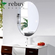 REBUY Acrylic Mirror DIY Self-Adhesive For Bathroom/Wall 3D Effect Home Decoration Oval Mirror Stickers