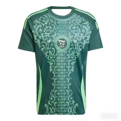 2026 Algeria Team Away Jersey for Men's Fashionable Top T-shirt with A Fusion of Green Background be