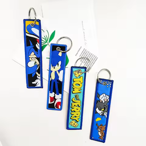 Japanese Anime Embroidered Keychain For Motorcycles Cars Black Clover Key Tag Key Fobs Fashion Chave