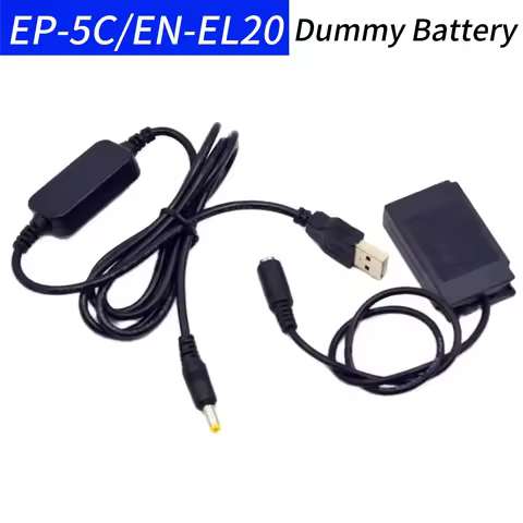 USB DC Cable+EN-EL20 Dummy Battery EP-5C DC Coupler for Nikon 1J1 1J2 1J3 1S1 1AW1 1V3 P1000 DL24-50