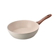 A25- (無蓋26cm) 日式麥飯石炒鍋 家用炒菜鍋 無油煙煎炒鍋 平底鍋 不沾鍋 炒鍋 電磁爐明火通用