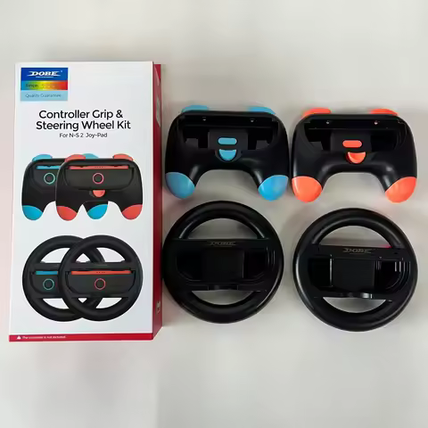 Racing Steering Wheels and Hand Grips for Switch 2, for NS2 Accessories 2 Wheels & 2 Grips Compatibl