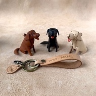 動物森林-狗狗-真皮植鞣 皮革鑰匙圈 吊飾 動物造型