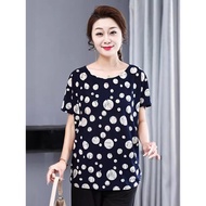 Middle-aged Elderly Summer Dress Plus Size Loose Short-Sleeved Wholesale Mother Thin T-Shirt Shirt Hem Clothes Elderly Summer