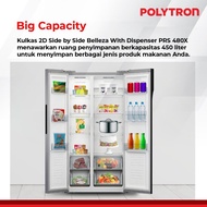 SUN - 855 POLYTRON New Belleza Inverter Kulkas 2 pintu Side by side