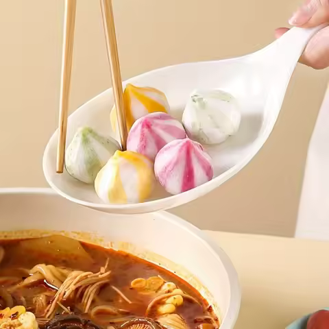 1pc handheld dish Korean Mukbang spoon tableware with handle eating show hand-held vegetable dish sn