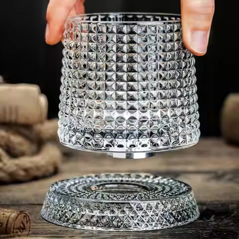 Creative Whiskey Glasses Durable Spinnings Glassware Cocktails Wine Brandy Cup Water Juice Tea Mug P